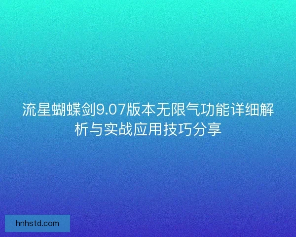 流星蝴蝶剑9.07版本无限气功能详细解析与实战应用技巧分享